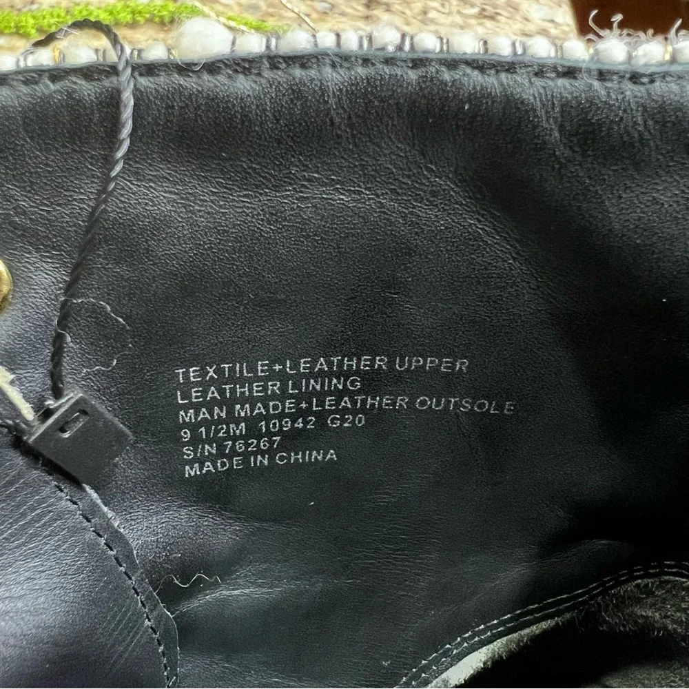 Tory Burch MILLER WOOL BLACK WHITE LUG SOLE BOOTS 10M
